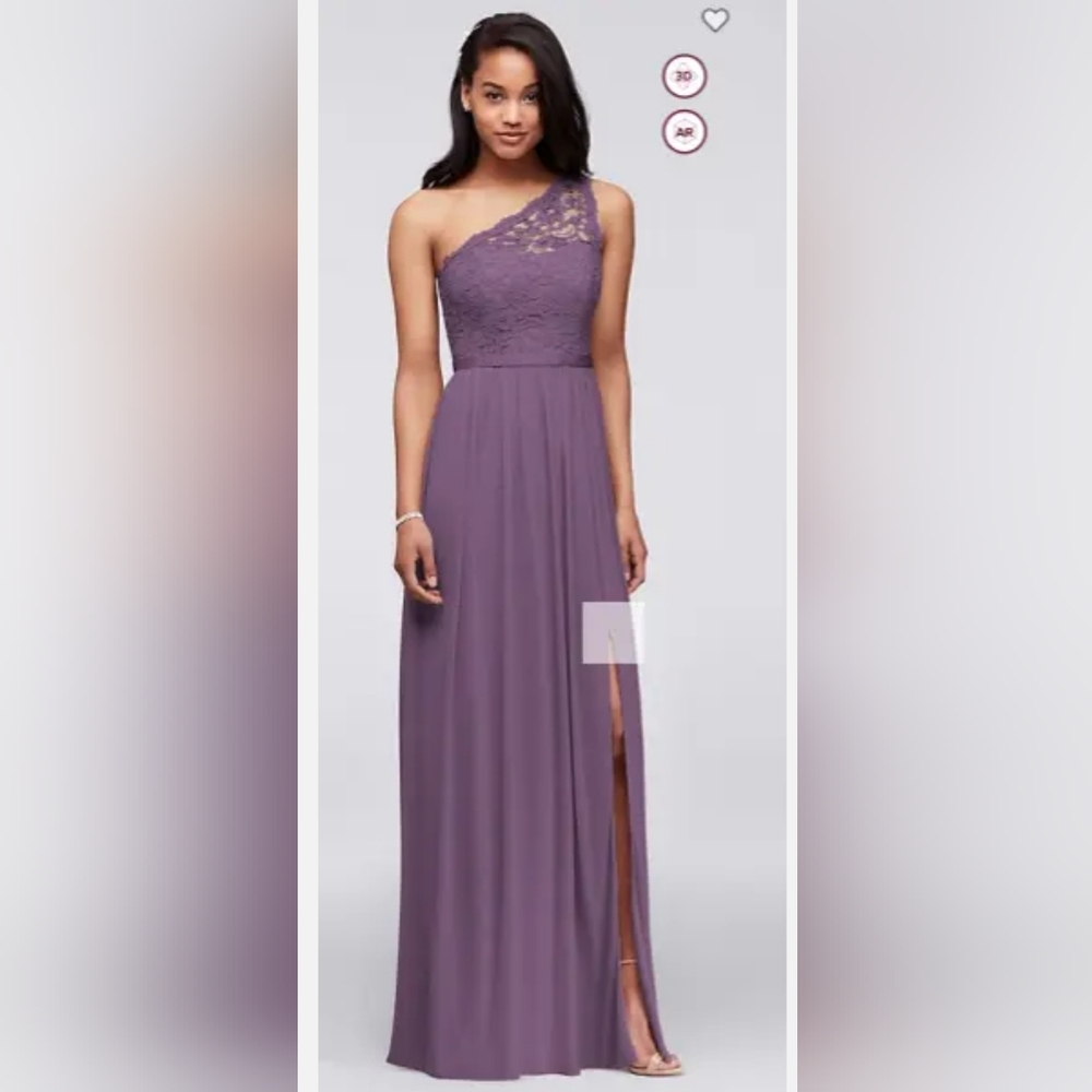 David's Bridal Purple Long One Shoulder Lace Bridesmaid Dress Plus Size 22